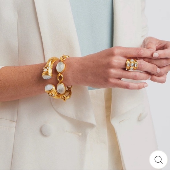 Julie Vos NWT authentic luxury minimalist Iridescent Chalcedony Blue Bracelet - Picture 4 of 17